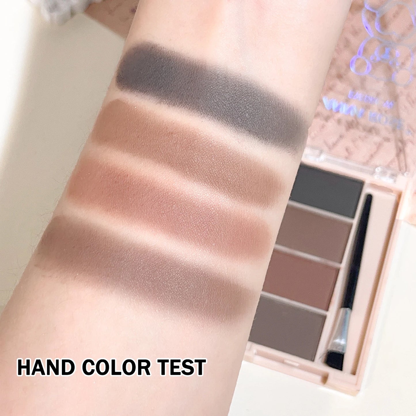 Fashionable, Bold and Beautiful DressA set of 4-color eyebrow powder trays with brushes in gray and brown matte tones for long-lasting color rendering, filling and s