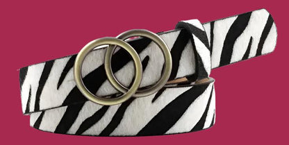 Fashion Belt with Silver or Gold Double Ring Buckle, PU - Just The Fly Way