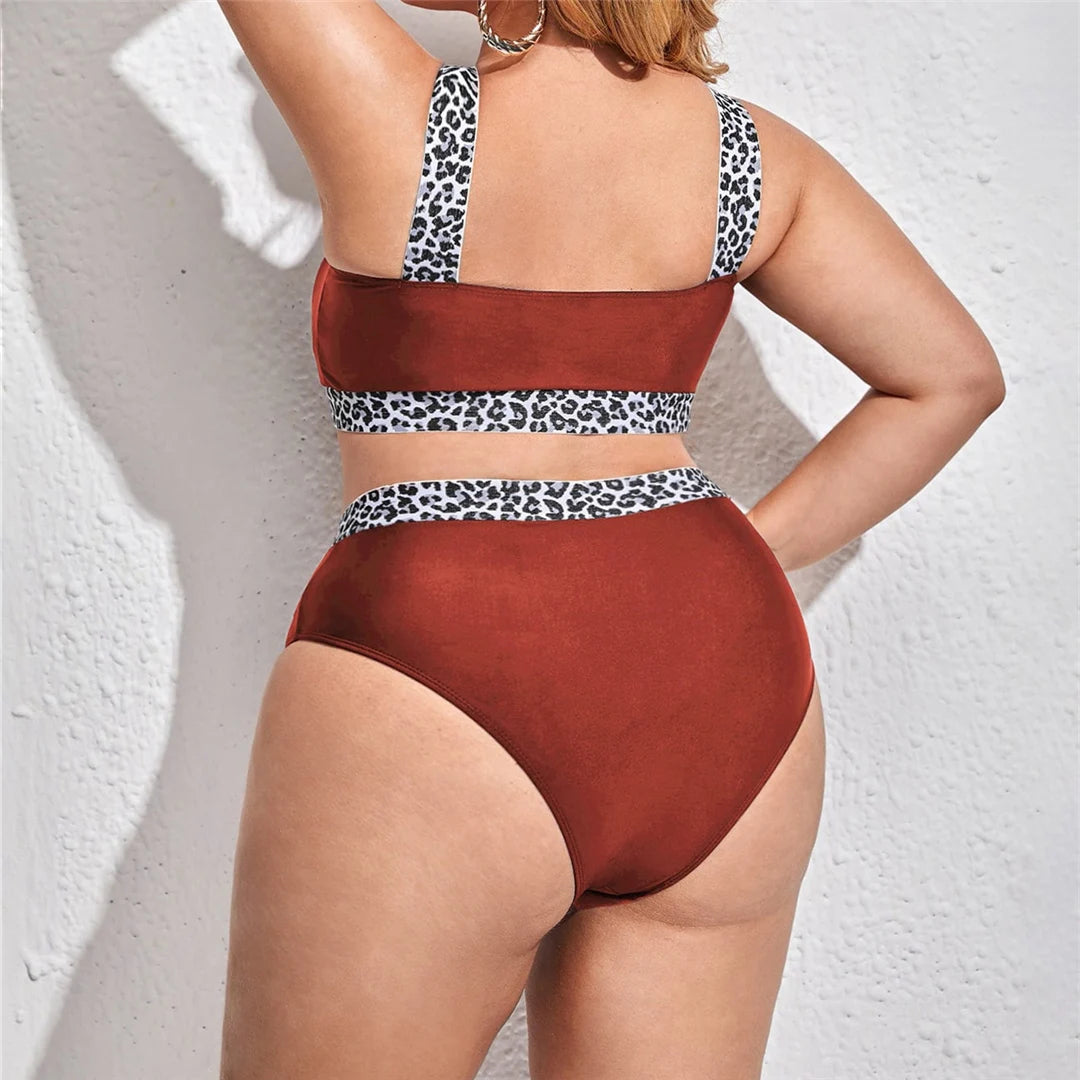 0XL - 4XL Splicing Bikini Plus Size Large Size Swimwear Women Swimsuit Female Two-pieces Bikini set Bather Bathing Suit V3785B - Just The Fly Way
