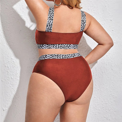 0XL - 4XL Splicing Bikini Plus Size Large Size Swimwear Women Swimsuit Female Two-pieces Bikini set Bather Bathing Suit V3785B - Just The Fly Way