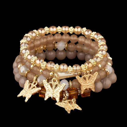 Trendy Butterfly Beaded Four Bracelet Set - Just The Fly Way