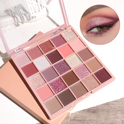 Fashionable, Bold and Beautiful Dress25 Colors Eyeshadow Palette High Gloss Cement Grey Rose Brown Color Tone Matte Glitter Daily Makeup Dry Rose Eyeshadow For Music