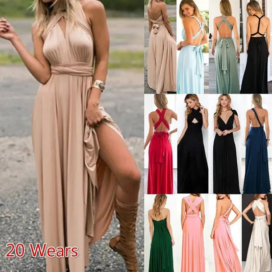 Fashionable, Bold and Beautiful DressWomen's Fashion V-neck Sleeveless Ankle-Length Slim Fit Bohemian Style Summer Maxi Dress