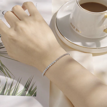 Shine On! 18k Gold Plated Moissanite & Silver Half Tennis Bracelet for Women & Men - Just The Fly Way