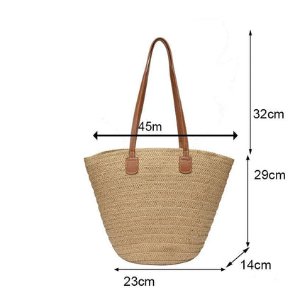 Women's Large Capacity Shoulder Bag with a Woven Basket Fashion - Just The Fly Way