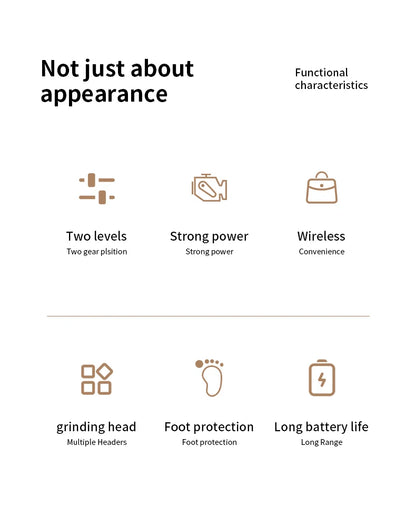 List of functional characteristics with icons and text on a white background