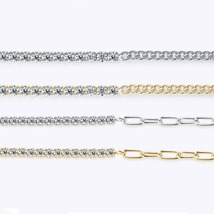Shine On! 18k Gold Plated Moissanite & Silver Half Tennis Bracelet for Women & Men - Just The Fly Way