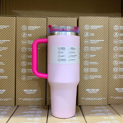 40oz Handle Straw Vacuum Insulated Car Mug Star Blue Lid Stainless Steel Double Wall Thermal Iced Travel Cup for s