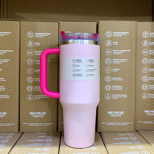 40oz Handle Straw Vacuum Insulated Car Mug Star Blue Lid Stainless Steel Double Wall Thermal Iced Travel Cup for s