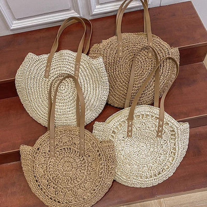 Hand Woven, Round, Beach Bag with a Large Capacity - Just The Fly Way