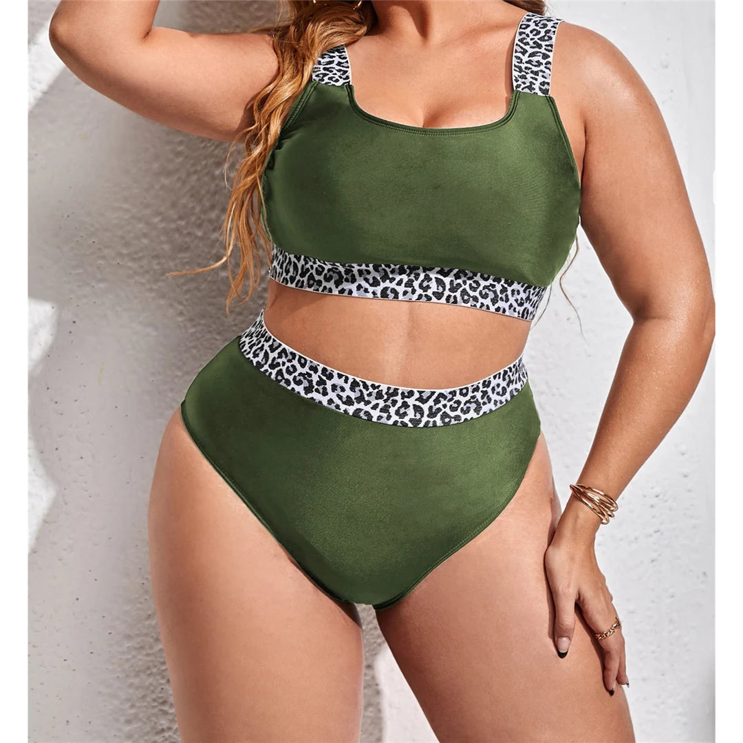 0XL - 4XL Splicing Bikini Plus Size Large Size Swimwear Women Swimsuit Female Two-pieces Bikini set Bather Bathing Suit V3785B - Just The Fly Way