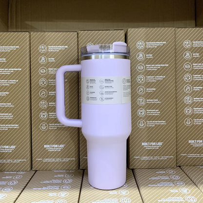 40oz Handle Straw Vacuum Insulated Car Mug Star Blue Lid Stainless Steel Double Wall Thermal Iced Travel Cup for s