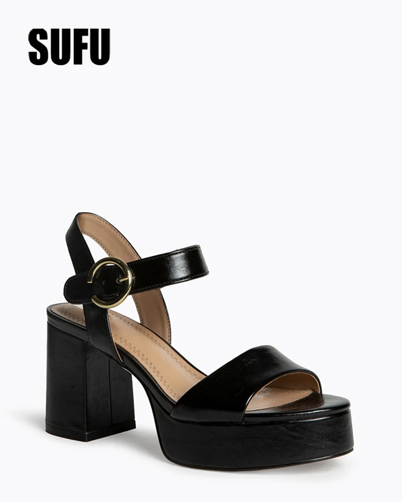 SUFU Summer solid color sandals Fashion platform heels - Just The Fly Way