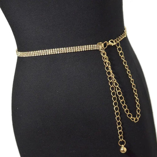 Fashionable, Bold and Beautiful DressRhinestone Chain Belt, Waist Chain Fashion Metal Belt, Silver or Gold Chain - Just The Fly Way