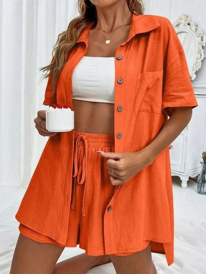 Summer Short Sleeve Shirt and Shorts, Two Piece Set - Just The Fly Way