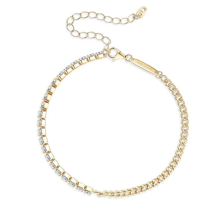 Shine On! 18k Gold Plated Moissanite & Silver Half Tennis Bracelet for Women & Men - Just The Fly Way