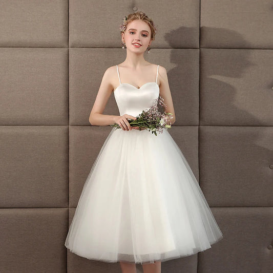 New sweet 90cm ivory simple mid calf lady girl women princess bridesmaid banquet dancing performance party ball dress gown