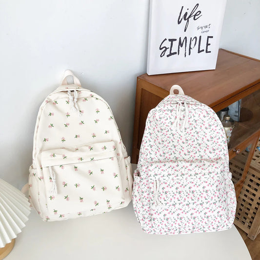 Casual Floral Prints Women Backpack Girls Bookbags Large Capacity Students School Bags Travel Backpack Mochilas with Pendants - Just The Fly Way