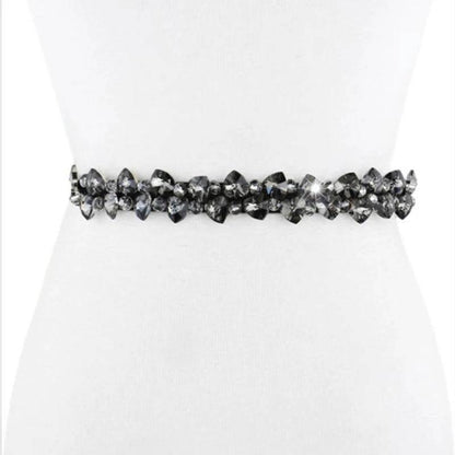 Accessories Fashion Crystal Belt, Elastic Black, with Gold, Black, or White Belt - Just The Fly Way