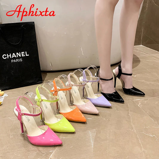 Fashionable, Bold and Beautiful DressWomen's Aphixta 12cm Super High Stiletto Heels Ankle Strap Sandals Pointed Toe Party Heels : Extended Sizes