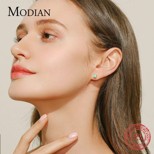 Fashionable, Bold and Beautiful DressMODIAN 925 Sterling Silver Fashion Stylish Natural Opal Stud Earrings For Women Girl Fine Jewelry Anniversary Gifts Accessories - Just The Fly Way