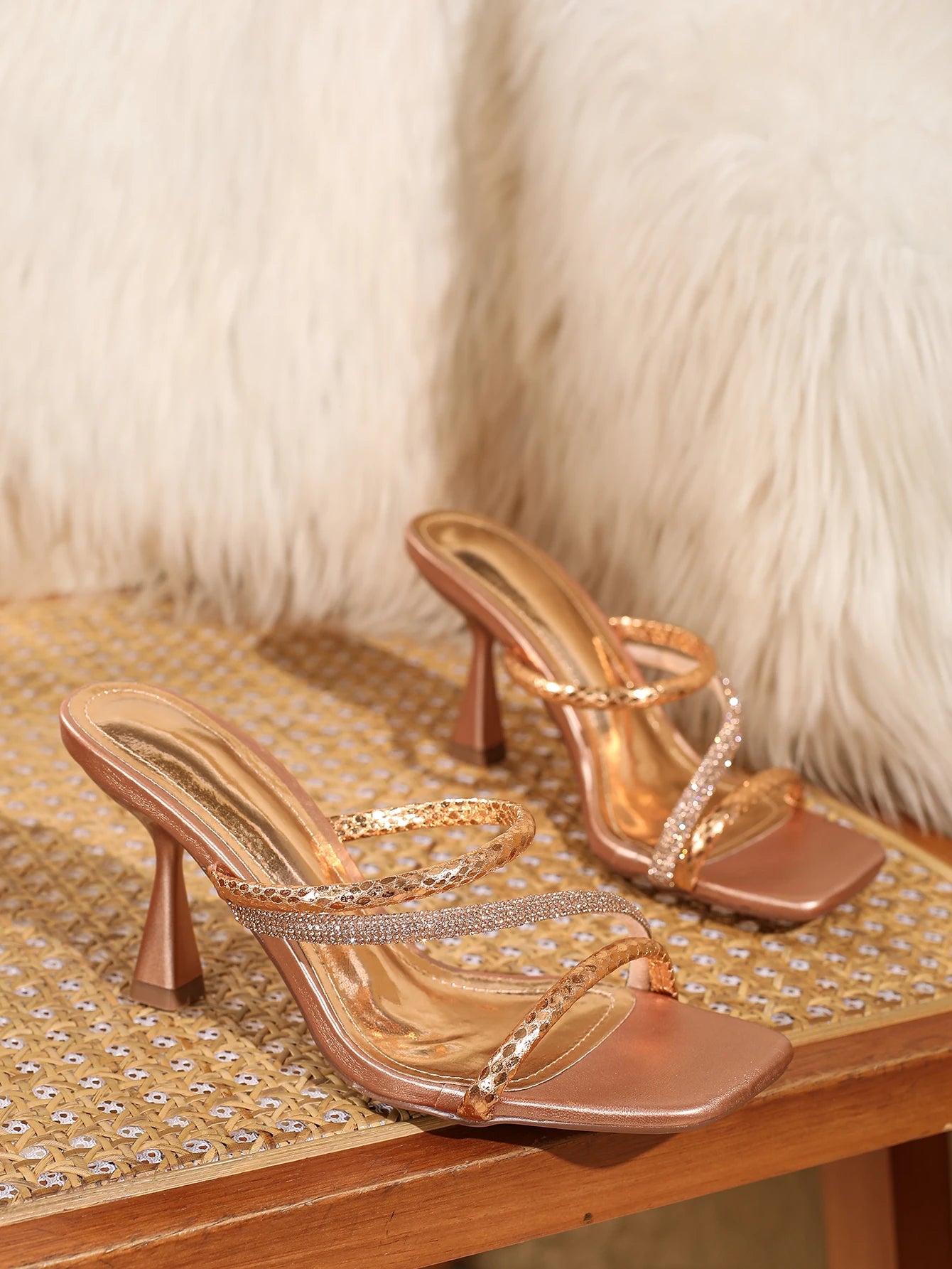 Women Rhinestone Sandals With prom Sexy Open Toe Square Elegant Summer Shoes - Just The Fly Way
