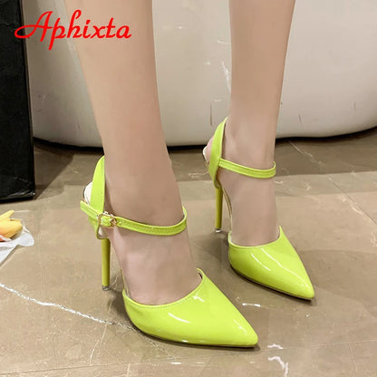 Fashionable, Bold and Beautiful DressWomen's Aphixta 12cm Super High Stiletto Heels Ankle Strap Sandals Pointed Toe Party Heels : Extended Sizes