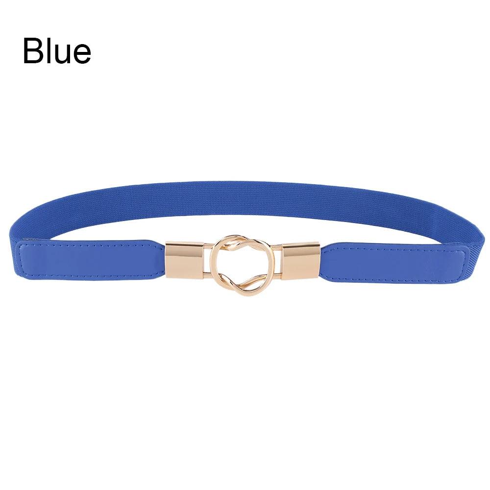 Women Elastic Thin Stretch Waistband Belt, Wrap Buckle - Just The Fly Way