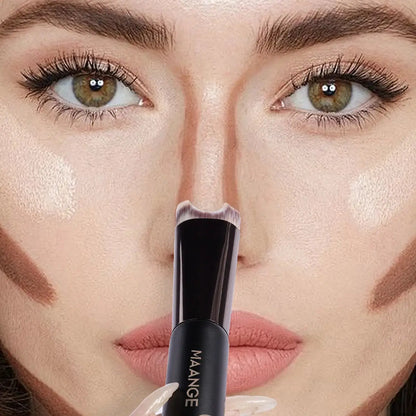 Fashionable, Bold and Beautiful DressMAANGE Nose Contour U-Shaped Makeup Brush for Sculpting And Defining Double Head Foundation Highlighter Brush Nose Shadow Brush
