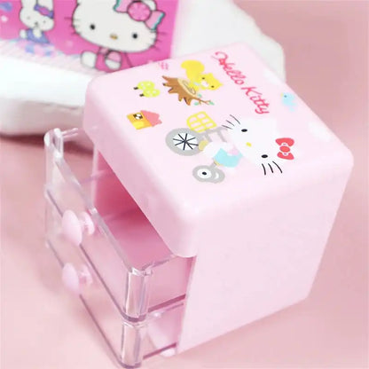 Sanrio Hello Kitty Desktop Storage Box Double Drawer Jewelry Storage Box Cartoon Kitty Cat Mini Sundries Finishing Boxes Gift