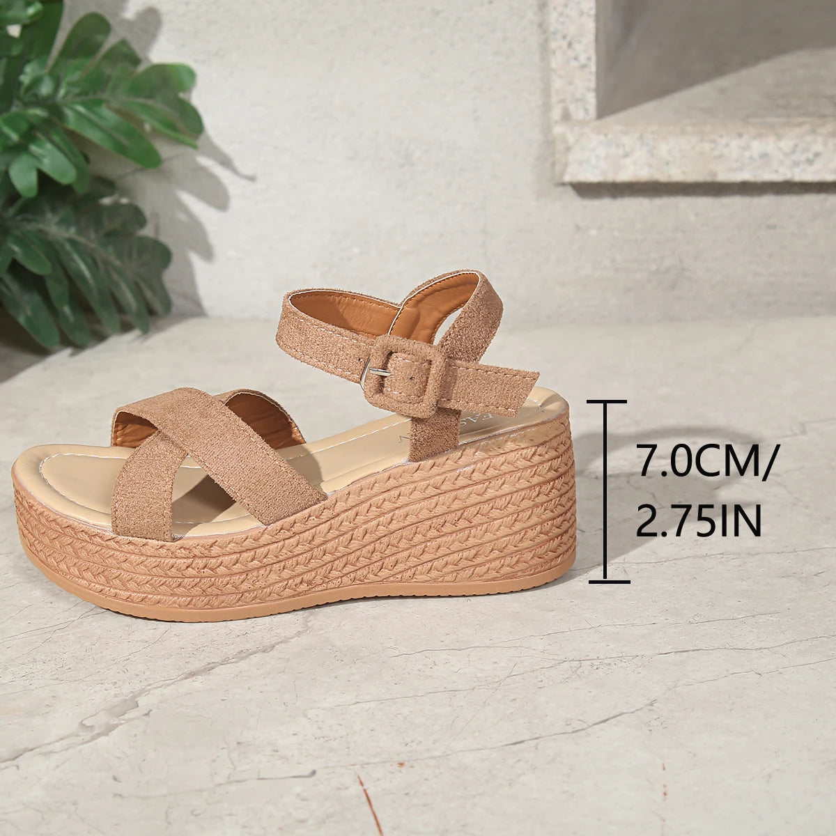 Fashionable, Bold and Beautiful Dress7cm Wedge Heel Summer New Fashion Platform Thick Bottom Buckle Casual Comfortable Walking Shoes Sandals for Women