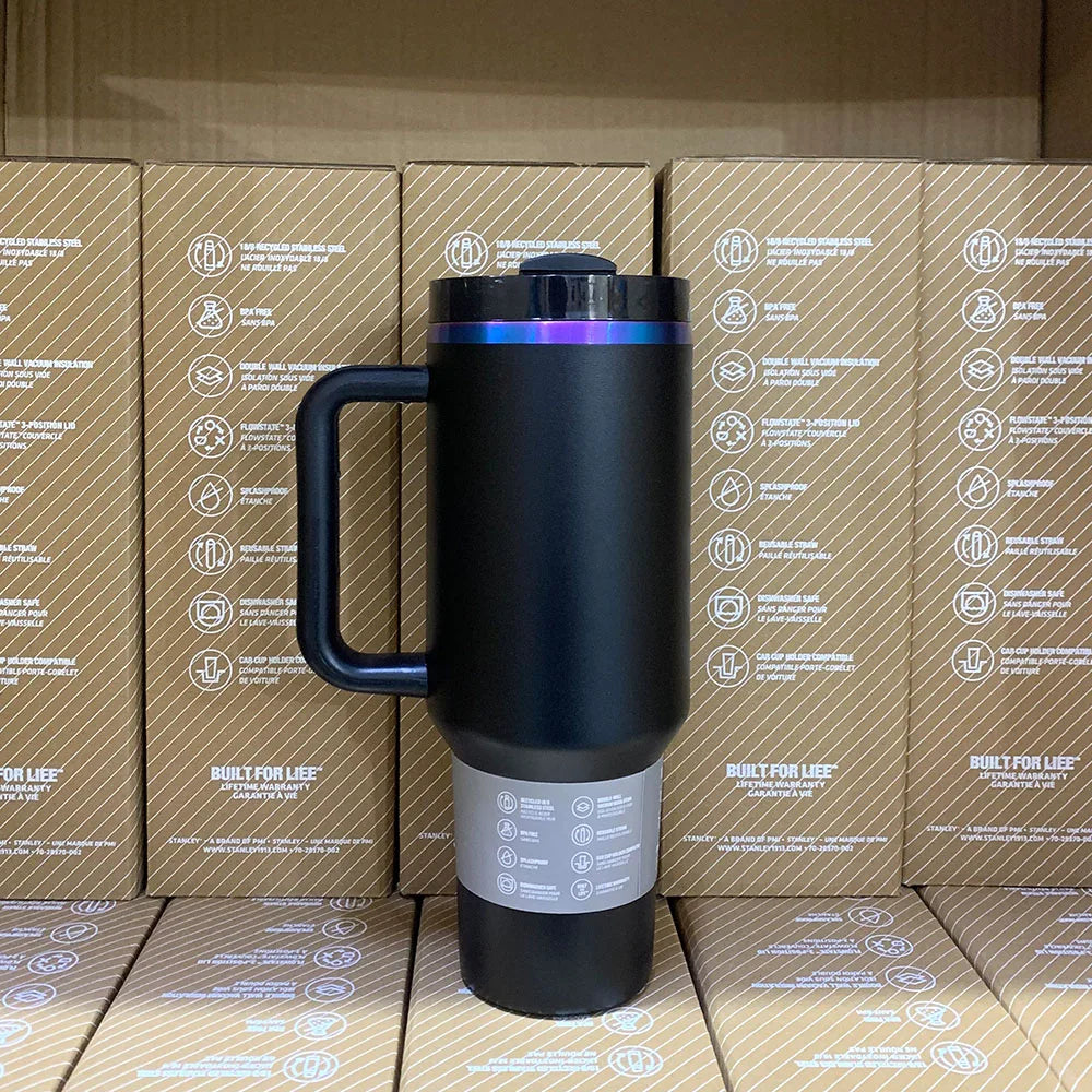 40oz Handle Straw Vacuum Insulated Car Mug Star Blue Lid Stainless Steel Double Wall Thermal Iced Travel Cup for s