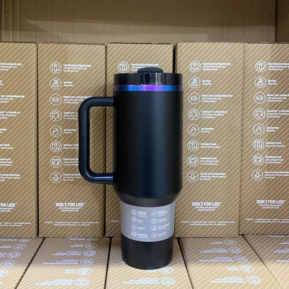 40oz Handle Straw Vacuum Insulated Car Mug Star Blue Lid Stainless Steel Double Wall Thermal Iced Travel Cup for s