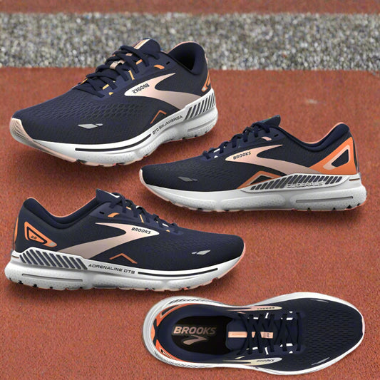 Brooks Adrenaline GTS 23 running shoes shown from multiple angles on a white background.