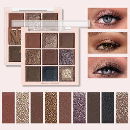 Fashionable, Bold and Beautiful DressJUJU DREAM 9-Color Eyeshadow Palette, Matte & Shimmer Finish, Soft Milk Tea Tones, Compact & Easy for Daily Student Makeup