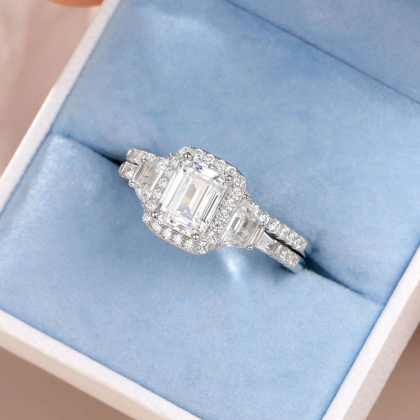 Fashionable, Bold and Beautiful DressNewshe Wedding Rings for Her AAAAA Cubic Zircon Women's Bridal Sets 925 Sterling Silver Emerald Cut Engagement Ring Size 5-10 - Just The Fly Way