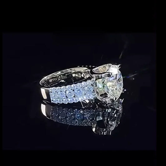 Sparkling Moissanite Wedding Ring for Her - 2 Carat 8mm in 925 Sterling Silver, D Color VVS Diamond Engagement Jewelry - Just The Fly Way