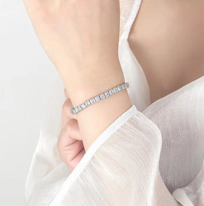 Solid 18K 14K Gold Moissanite Tennis Bracelet for Women D VVS1 Round 925 Sterling Silver Luxury Bracelet for Engagement - Just The Fly Way
