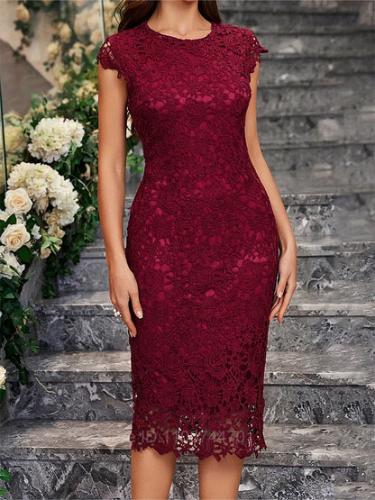 Evening Dress Lace Blue Dress Sleeveless Ruffles Hollow Out Short Mini Dress office lady Slim Party Dresses Women Evening Dress - Just The Fly Way