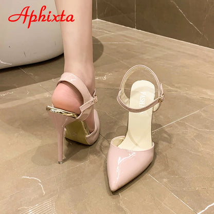 Fashionable, Bold and Beautiful DressWomen's Aphixta 12cm Super High Stiletto Heels Ankle Strap Sandals Pointed Toe Party Heels : Extended Sizes