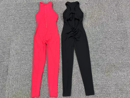 Zip-Up Activewear Yoga Romper With Bottom Contouring Design - Just The Fly Way