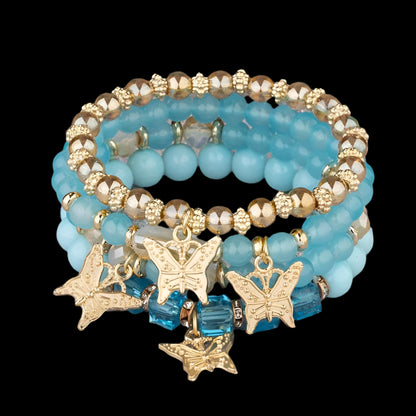 Trendy Butterfly Beaded Four Bracelet Set - Just The Fly Way