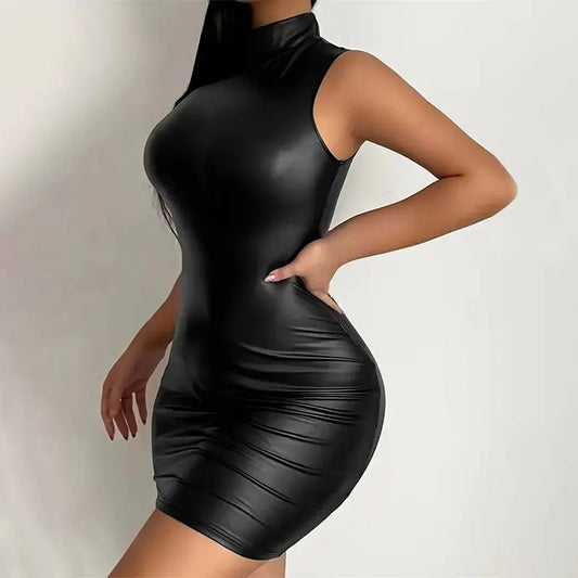 Party Bodycon Lady s Solid Color Dress Sleeveless Slim Elastic Package Hip Tee Skirt Mini Short Dress - Just The Fly Way