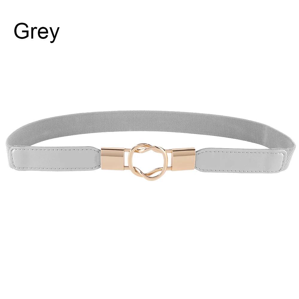 Women Elastic Thin Stretch Waistband Belt, Wrap Buckle - Just The Fly Way