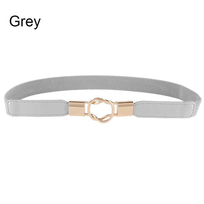 Women Elastic Thin Stretch Waistband Belt, Wrap Buckle - Just The Fly Way