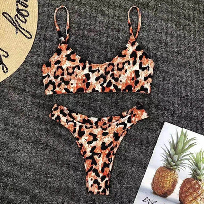 Animal Print Classic Bikini, Push Up Top, Brazilian Cut Bottom Bikini Set - Just The Fly Way
