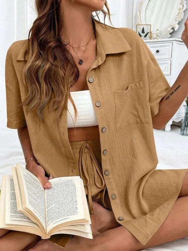 Summer Short Sleeve Shirt and Shorts, Two Piece Set - Just The Fly Way