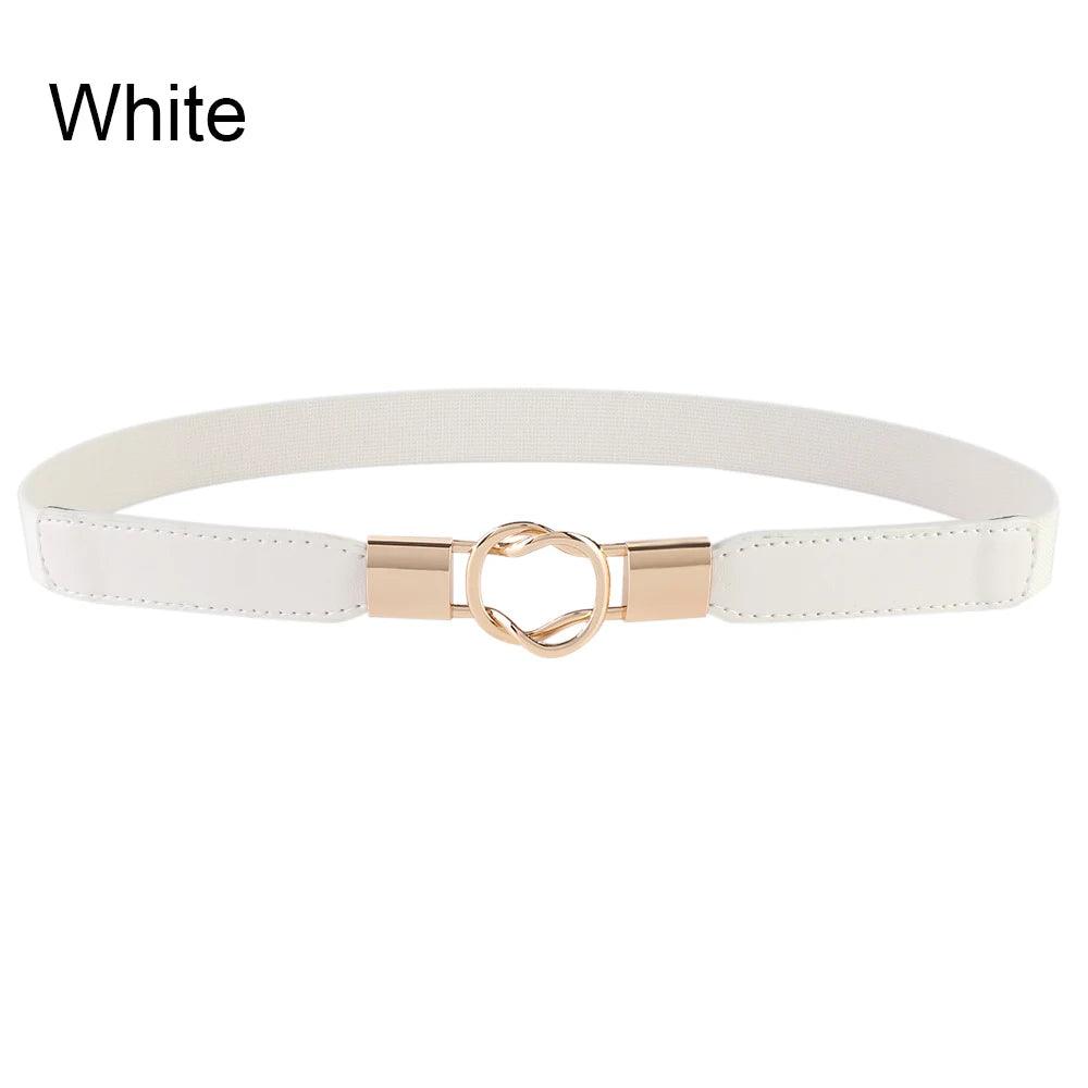 Women Elastic Thin Stretch Waistband Belt, Wrap Buckle - Just The Fly Way