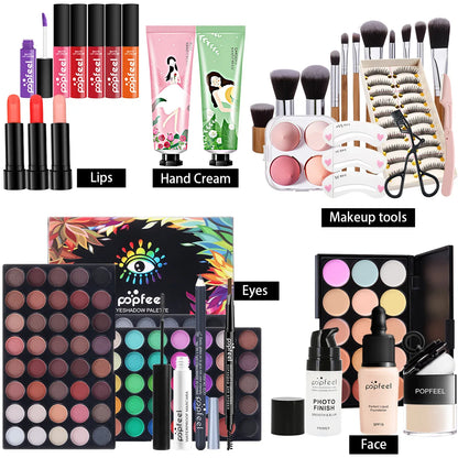 Fashionable, Bold and Beautiful DressPOPFEEL All-in-One Makeup Kit Gift Set with Eyeshadow Palette Foundation Lip Gloss Blush Brushes Eyeliner and More Beauty Gifts