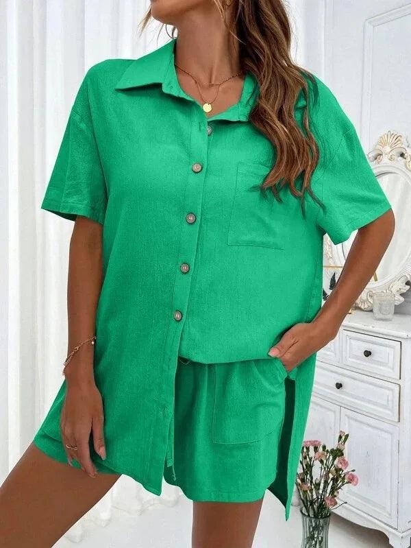 Summer Short Sleeve Shirt and Shorts, Two Piece Set - Just The Fly Way